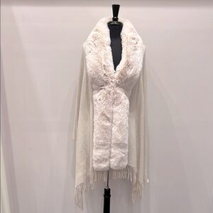 Faux Fur Wrap w/Embellishment Ivory